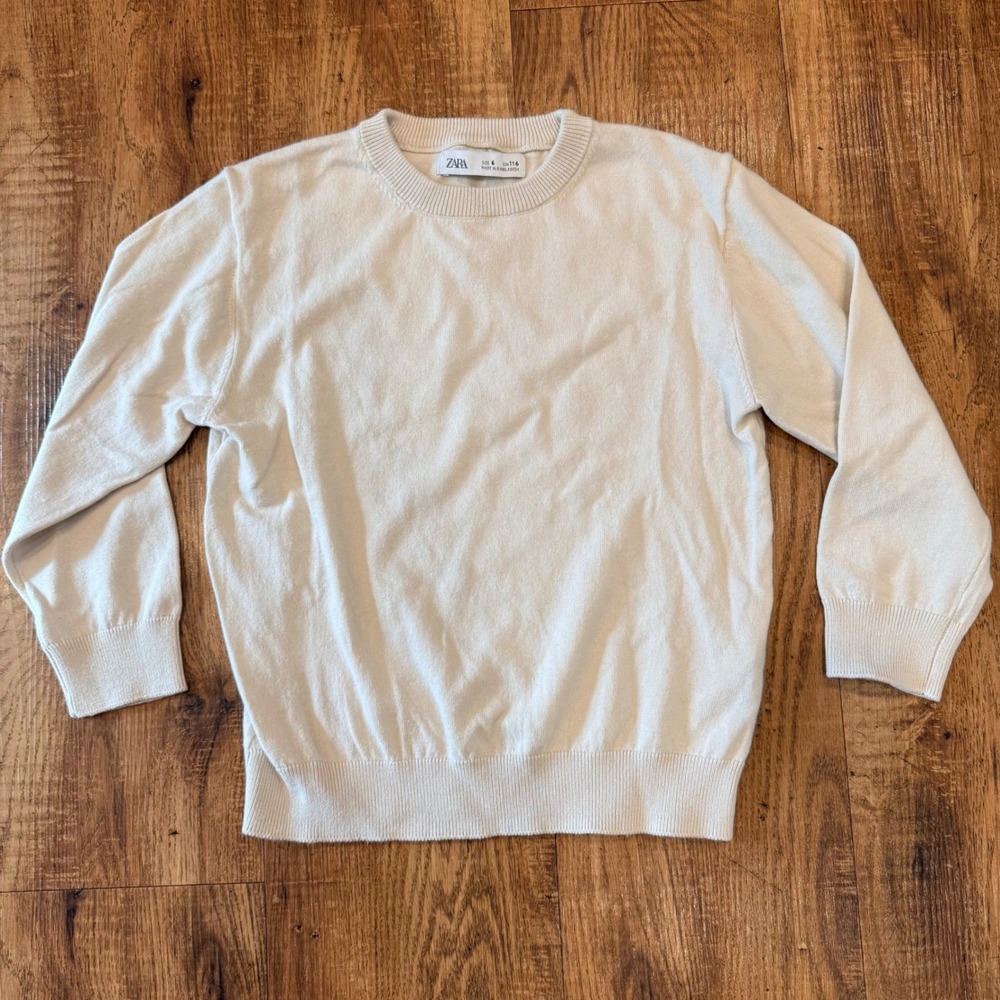 Zara Kids Cream Off-White Crewneck Knit Sweater Size 6 116 3284/760/712/6